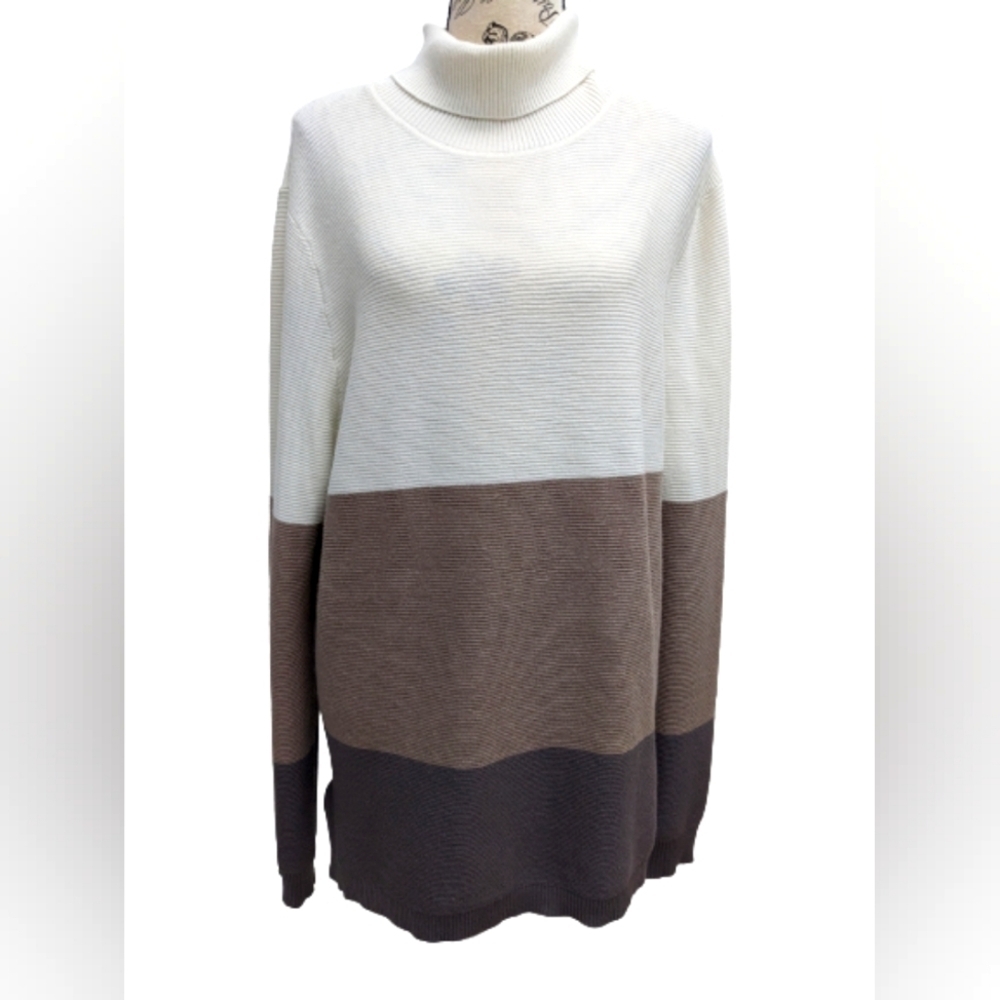 Cyrus Women's Oversized Colorblock Turtleneck Pullover Sweater Size M